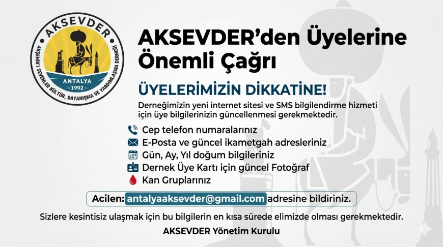 Bilgilerinizi Güncelleyin, Bağlarımızı Güçlendirelim